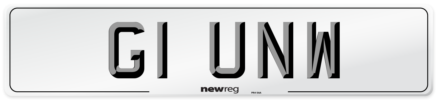 G1 UNW Number Plate from New Reg